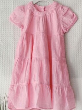 Old Navy Toddler Girls Pink Cotton Dress w/ Metallic Threads Size 2T